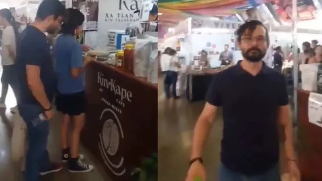 Sorprenden a hombre grabando debajo de la falda de mujeres en Feria de Puebla 2024