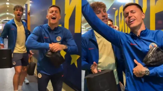 ¡Cero nervios! Igor Lichnovsky y Brian Rodríguez llegaron al Estadio Azteca con música y bailando
