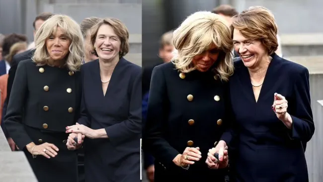 Sus maridos depositaron una corona de flores para los 6 millones de judíos que perdieron la vida