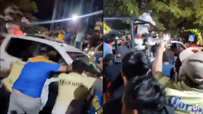 La afición azulcrema al momento del incidente con la Guardía Nacional