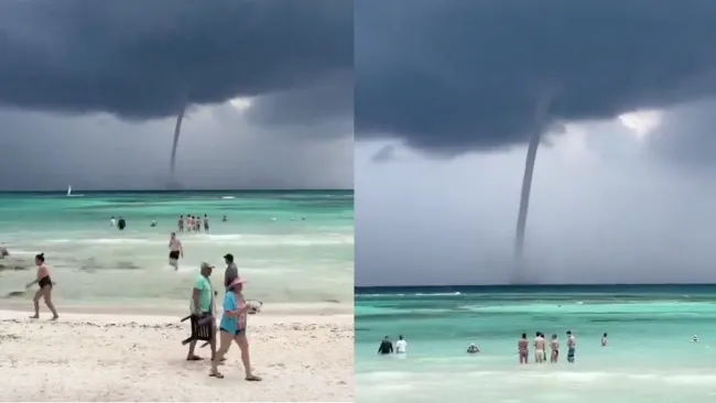 Personas y la playa de Tulum fueron testigos de espeluznante fenómeno natural