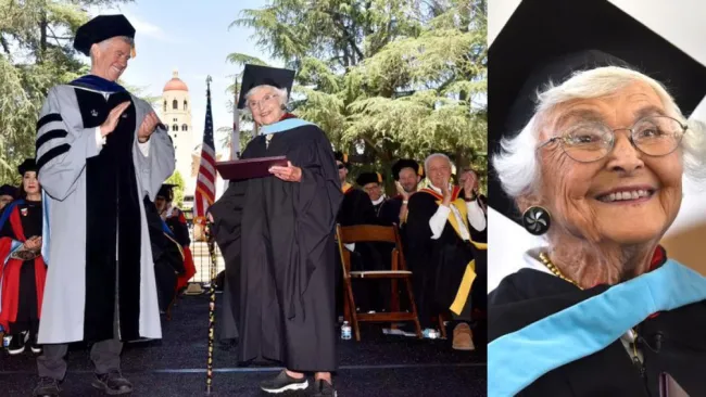 Mujer de 105 años tuvo que esperar 83 años para graduarse de una maestría