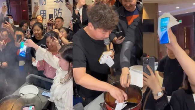 Un celular fue puesto en una olla hirviendo para probar su resistencia