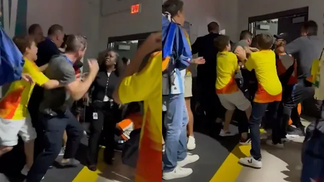 Aficionados de Colombia pelean con elementos de seguridad tras la Final de la Copa América