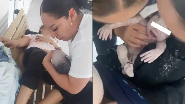 En el momento en que el pequeño soltó su primer llanto, fue entregado a su madre.