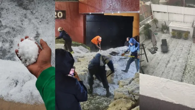 ¡Álvaro Obregón se llena de nieve! Tras fuerte caída de granizo