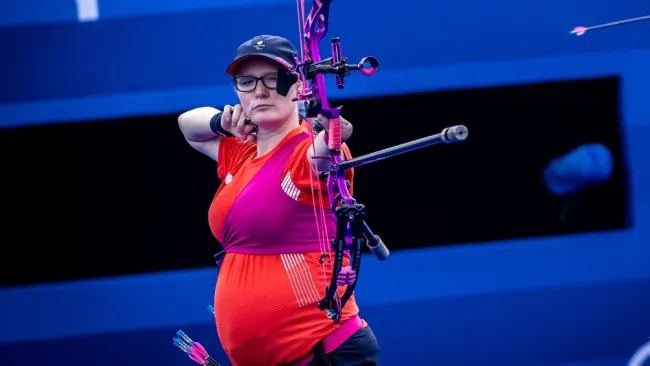 Grinham es la primera atleta con embarazo que se sube al podio en esta justa 