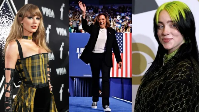 Billie Eilish y Taylor Swift muestran apoyo a Kamala Harris en redes sociales