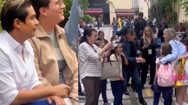 Ricardo Peralta pasa desapercibido por los fanáticos en el pasillo de Televisa