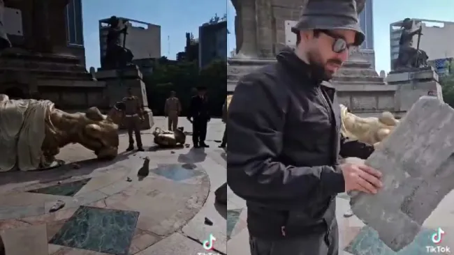 El Ángel de la Independencia que se 'cayó' es de goma