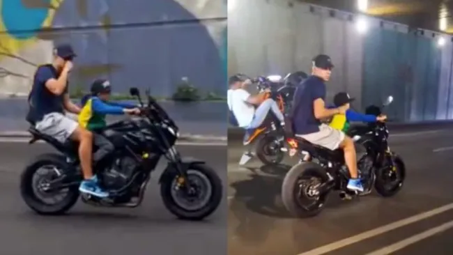 Menor de edad conduciendo motocicleta en avenida de la CDMX