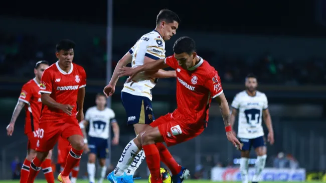 Pumas empata y divide puntos ante Toluca en el Estadio Olímpico Universitario 