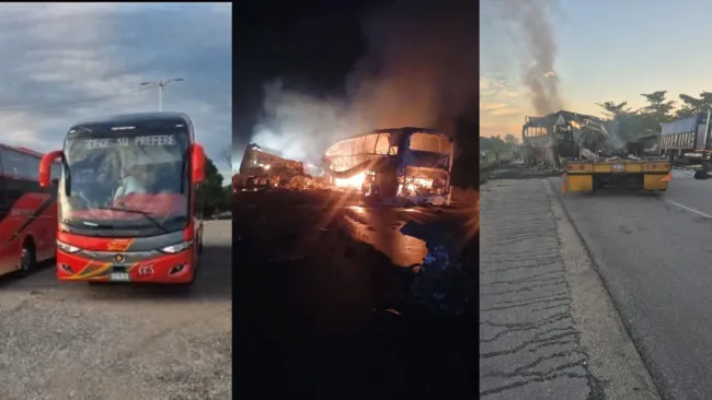 Los primeros reportes indican que la pesada unidad invadió el carril del camión turístico