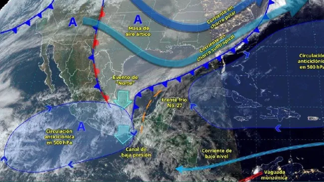Clima en México, lunes 17 de febrero de 2025: frente frío 27 y lluvias
