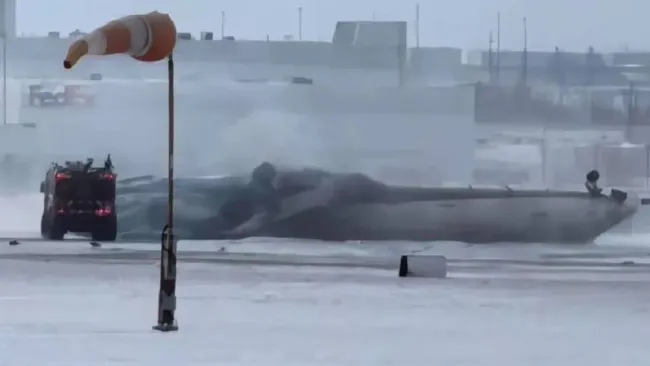 VIDEO: Vuelca avión de Delta Airlines al aterrizar en Toronto, Canadá