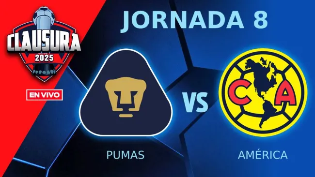 Pumas vs América EN VIVO Clásico Capitalino Liga MX Clausura 2025 Jornada 8