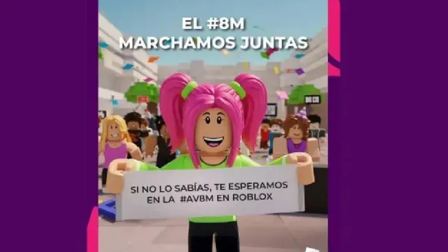 8M 2025: Convocan a la primera marcha virtual en Roblox contra la violencia de género
