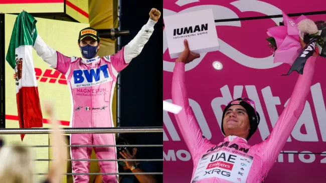Checo Pérez felicitó a Isaac el Toro por triunfo en el Giro de Italia