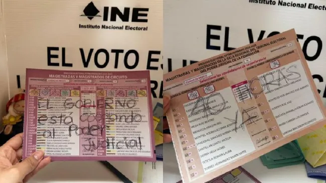 Elección judicial en México desata protestas: ciudadanos convierten boletas en mensajes de inconformidad
