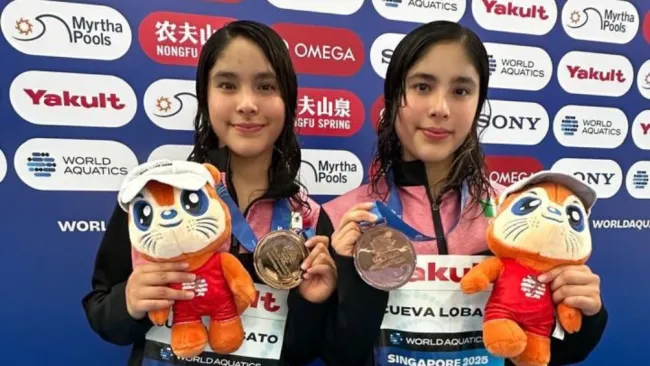 Mía y Lía Cuevas consiguen podio en Mundial de clavados