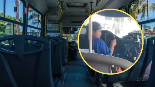 Niño maneja camión de transporte público en Durango y video se vuelve viral
