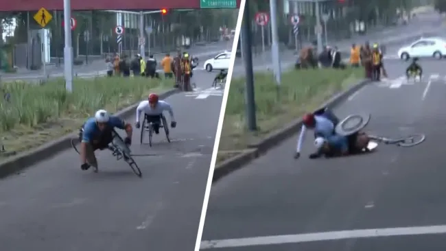 ¡Lamentable! Bache arruina la carrera a competidores en silla de ruedas en la Maratón de la Ciudad de México