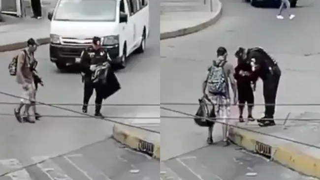 VIDEO: Policía conmueve al regalarle una mochila a niño en paradero de Pantitlán 