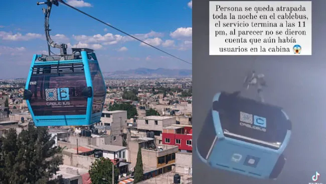 VIDEO: Hombre queda atrapado de noche en cabina del Cablebús