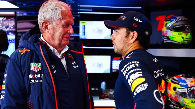 Helmut Marko y Checo Pérez, en Red Bull