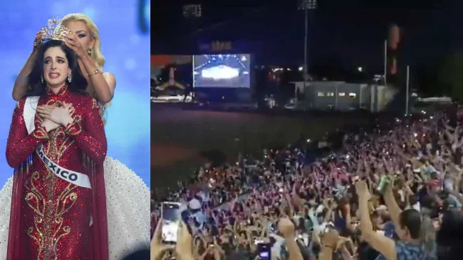 VIDEO: Así se celebró el triunfo de Fátima Bosch en Miss Universo en el estadio de los Olmecas de Tabasco 