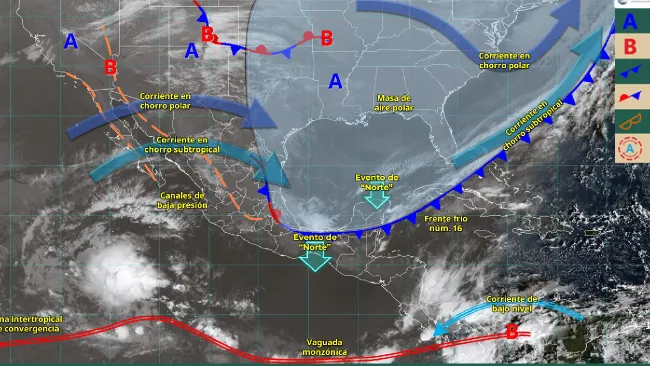 Se espera un evento de “Norte” con rachas de 60 a 80 km/h.