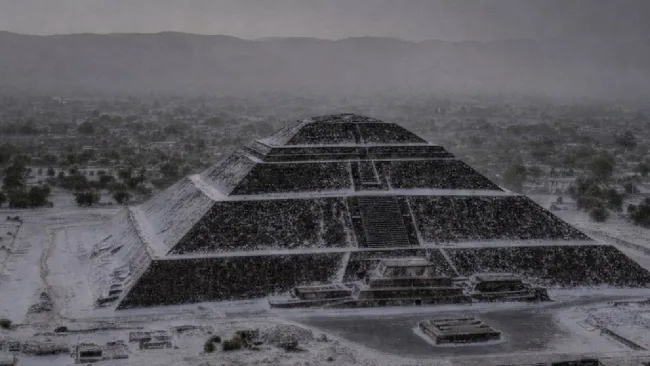 Teotihuacan amanece blanco intensa granizada sorprende a visitantes y habitantes