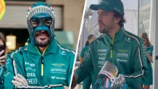 Fernando Alonso luce y presume en el GP de México la máscara de luchador que RÉCORD le regaló