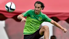 Guardado, durante un entrenamiento del Tri