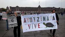 Manifestantes a las afueras de Palacio Nacional