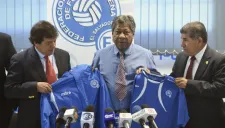 Maradiaga en su presentación como DT de El Salvador