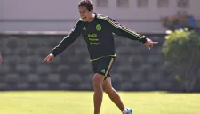 Javier Hernández en un entrenamiento del Tri