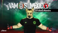 Mascota de los Xolos con la camiseta del Tri