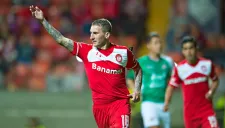 Bottinelli celebra un gol en un partido del Toluca