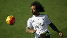 Marcelo en un entrenamiento con el Real Madrid