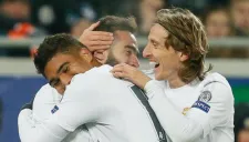 Los jugadores del Madrid celebrando un gol