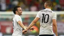 Valbuena y Benzema, durante un encuentro con su selección