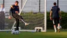 Mondragón en un entrenamiento con Colombia en Brasil 2014