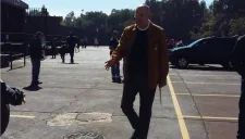 Jorge Borja llegando a la cancha de CU