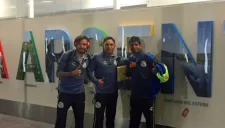 Jugadores de Puebla a su arribo a Argentina