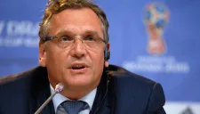 Valcke en una conferencia de prensa de FIFA