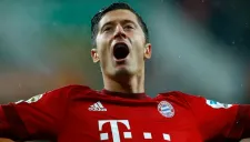 Lewandowski celebra un gol en partido del Bayern Munich