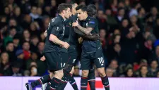 La celebración del gol de Philippe Coutinho para Liverpool