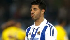 Vela durante el partido en contra de Las Palmas