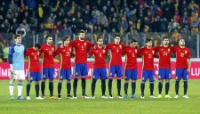 El equipo español, durante el minuto de silencio